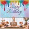 Happy Birthday Banner Backdrop Decorations with 70.8"X43.3", Happy Birthday Dripping Glitter Shinning Diamond Banner Sign Photography Background